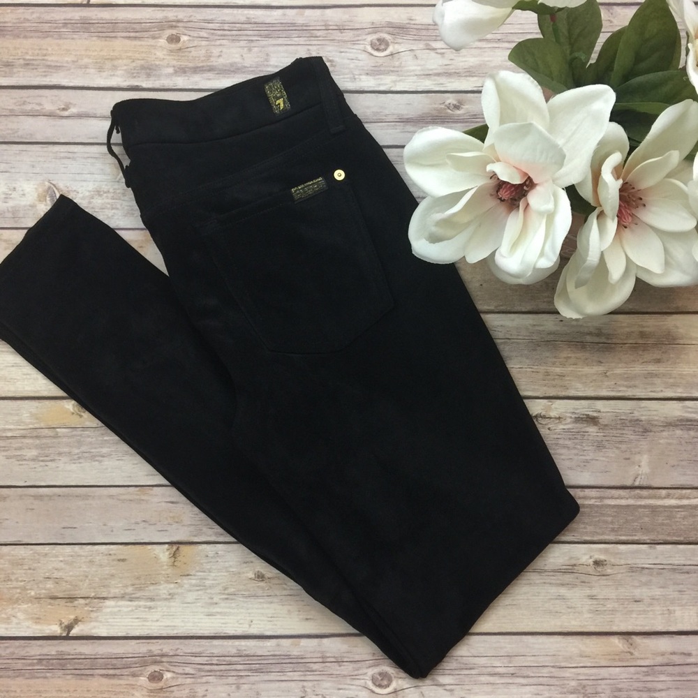 7 FOR ALL MANKIND THE SKINNY IN SUEDED BLACK